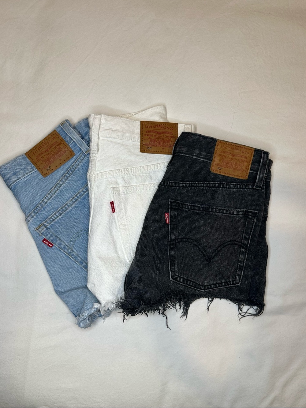 Levi's Women's Denim Shorts Trio — Light Blue, White & Black